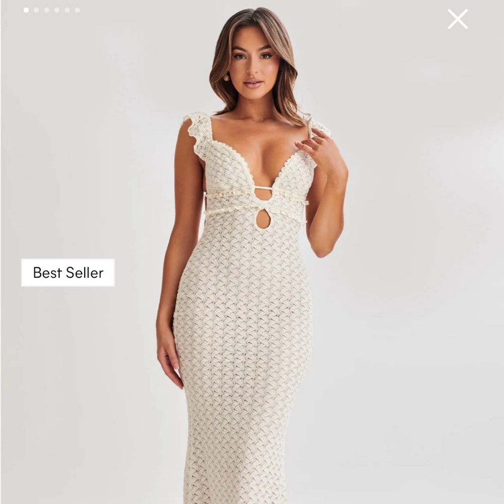 Meshki Ezra Lace Maxi Dress - Ivory Size Small